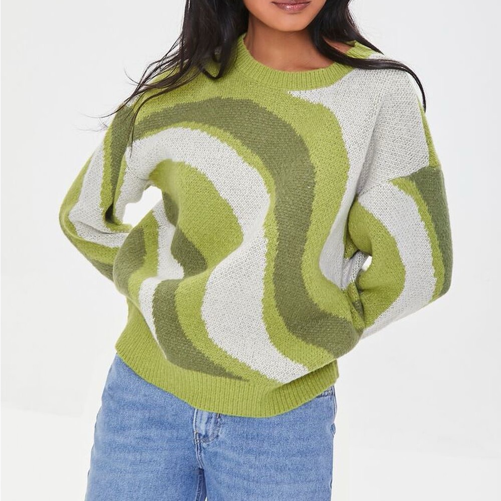 Forever 21 green swirl sweater